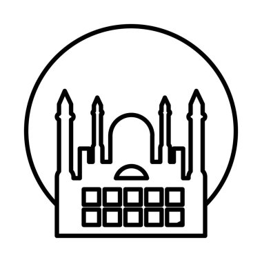 Hindi sarayı ikonuyla dekoratif daire, çizgi tarzı.