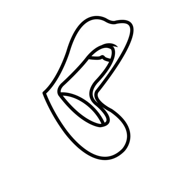 Ikon av popkonst öppna sexig mun, linje stil — Stock vektor