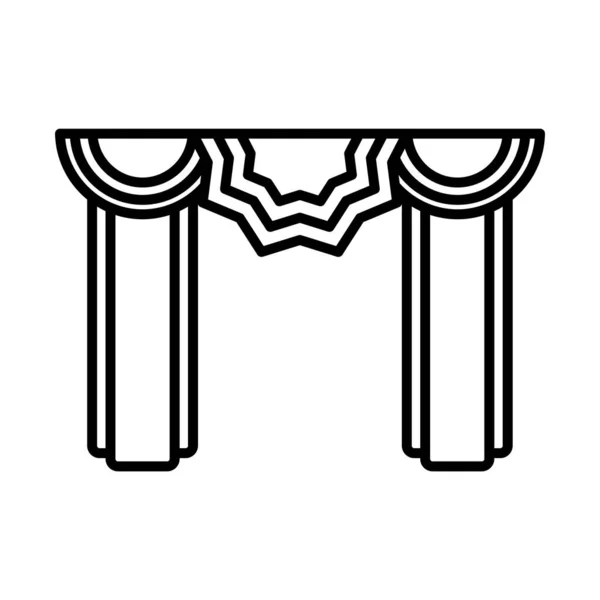Dekorative Vorhänge Symbol, Linie Stil — Stockvektor