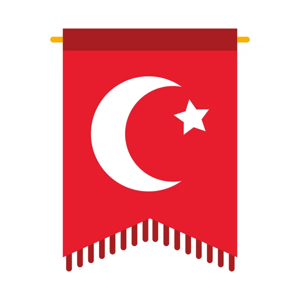 Fanion avec drapeau de dinde design, style plat — Image vectorielle