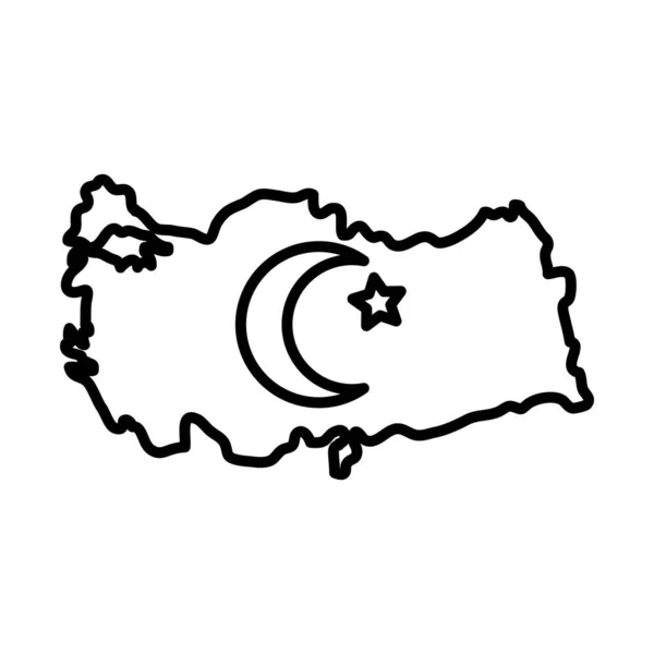 Turquia mapa do país ícone, estilo de linha —  Vetores de Stock