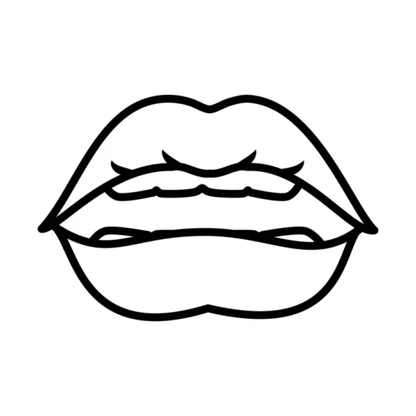 Pop art icône de la bouche, style ligne — Image vectorielle