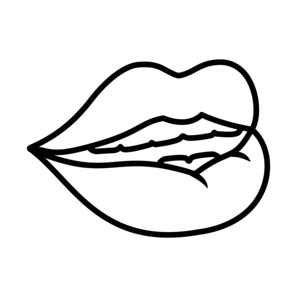 Concept pop art, icône de bouche sexy, style ligne — Image vectorielle