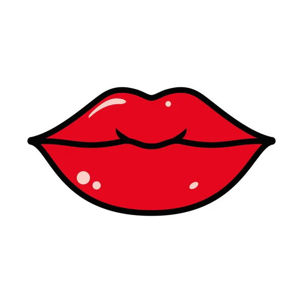 Pop-Art-Konzept, Ikone für sexy weibliche Lippen, Linie und Füllstil — Stockvektor