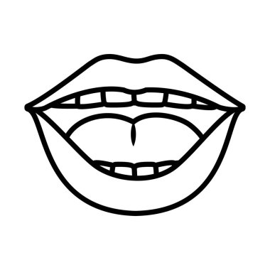 Pop sanat konsepti, açık kadın dudakları, çizgi tarzı