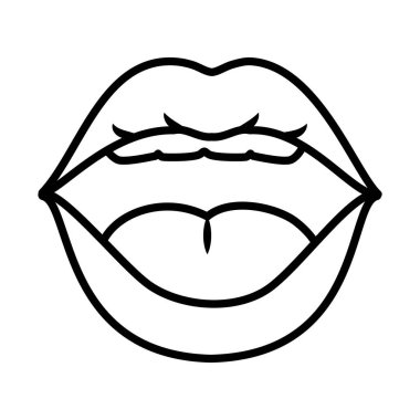 Seksi kadın ağzı açık, çizgi tarzı.
