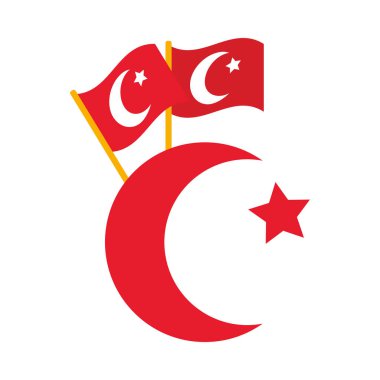 Hindi bayraklı hilal, düz stil.