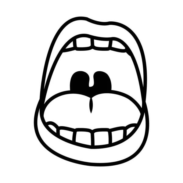 Ícone da arte pop boca aberta, estilo de linha — Vetor de Stock