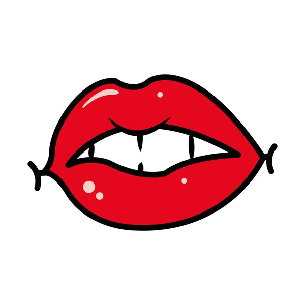 Pop art ústa ikona, řádek a styl výplně — Stockový vektor