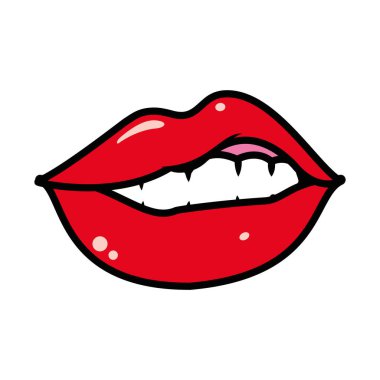 Dişleri, çizgileri ve dolgu tarzını gösteren pop sanat ağzı