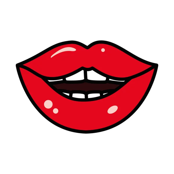 Design de arte pop de lábios sexy ícone, linha e estilo de preenchimento —  Vetores de Stock