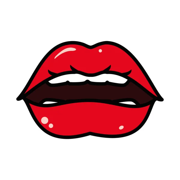 Pop art ústa ikona, řádek a styl výplně — Stockový vektor