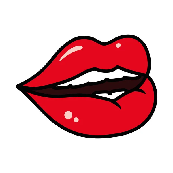 Pop art concept, sexy mouth icon, line and fill style — Stock Vector