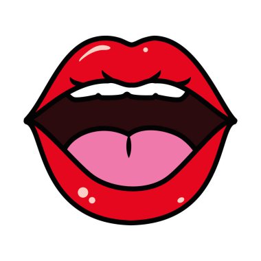 Kadın seksi ağız açık, çizgi ve dolgu tarzı