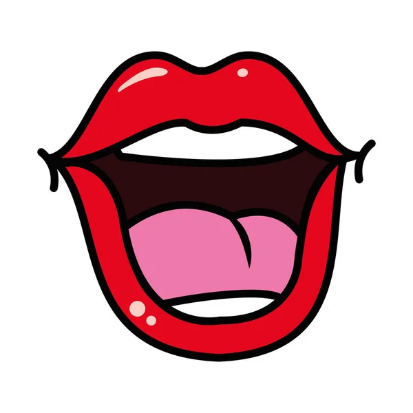 Conceito de arte pop, ícone rindo boca, linha e estilo de preenchimento — Vetor de Stock