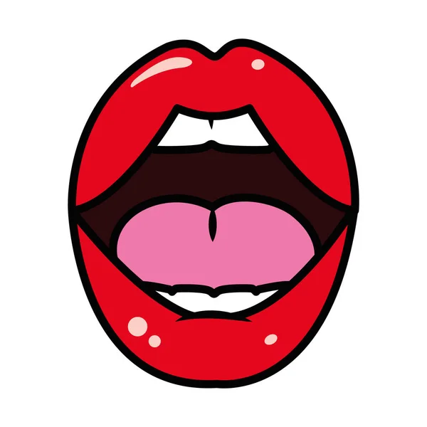 Bouche ouverte pop art design, ligne et style de remplissage — Image vectorielle