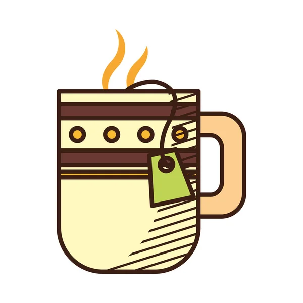 Иконка чашки горячего чая, стиль рисования вручную — стоковый вектор