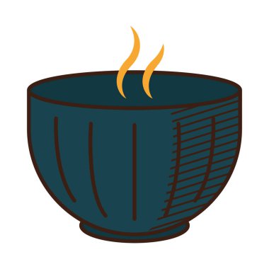 Japon çay fincanı ikonu, el çizimi tarzı.