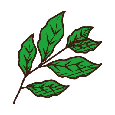 Çay yaprakları ikonu, el çizimi tarzı
