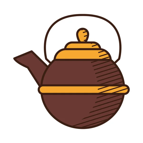 Traditional teapot icon, hand draw style — Stock Vector
