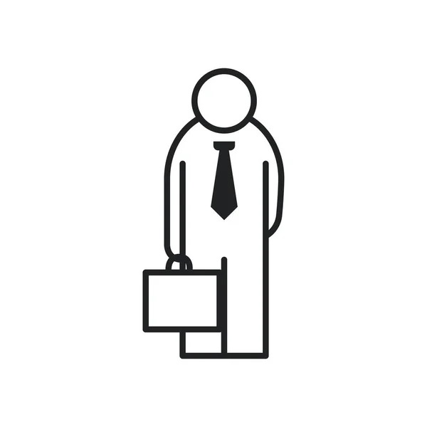 ネクタイとスーツケースのラインスタイルのアイコンベクトルデザインを持つ弁護士 — ストックベクタ