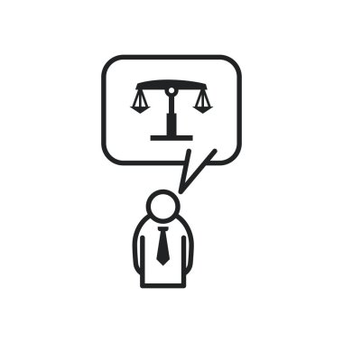 Ölçek ve kravat çizgisi biçim vektör tasarımına sahip avukat