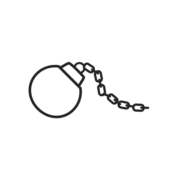Kula więzienna z ikoną wektora stylu łańcucha — Wektor stockowy