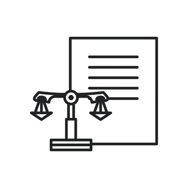 Escala de la ley con diseño de vectores icono de estilo de línea de documento — Vector de stock