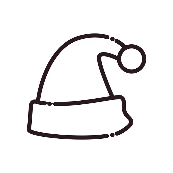 Joyeux noël santas chapeau ligne style icône vectoriel design — Image vectorielle
