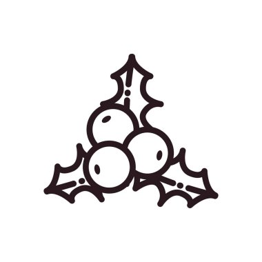 Yaprak çizgisi ikon tasarımı ile mutlu noel meyveleri