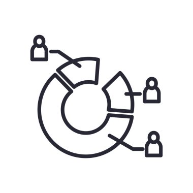 İnsanların çizgi biçimi ikon vektör tasarımlı donut grafiği