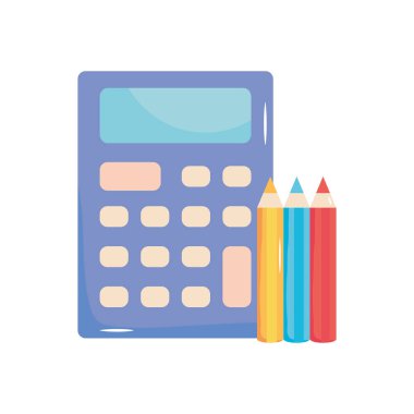 hesaplayıcı aygıtı ve renk kalemleri, düz biçim