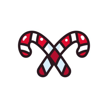 Mutlu noeller şeker kamışı çizgisi ve biçim ikonu vektör tasarımı