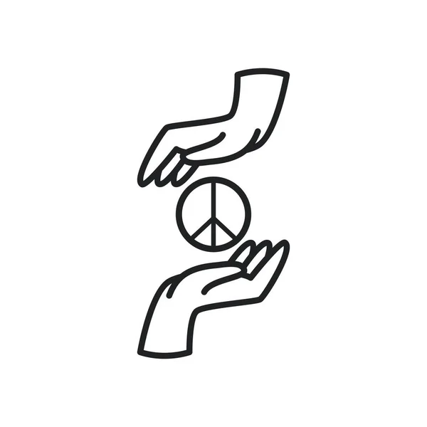 Мир і любов між значками стилю лінії рук Векторний дизайн — стоковий вектор