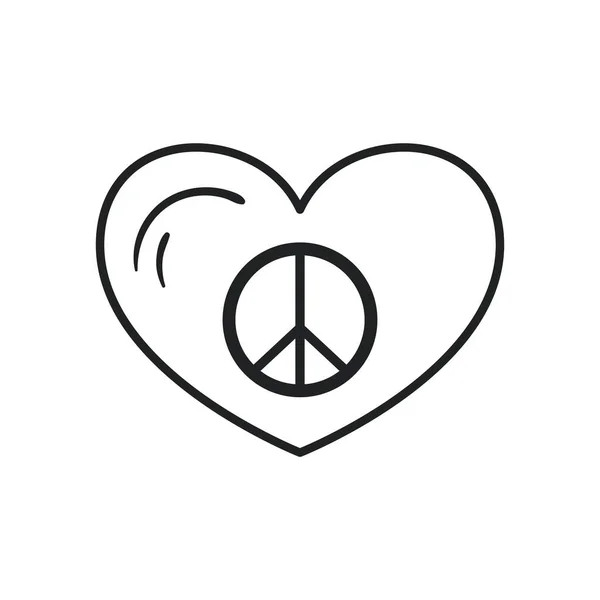 Frieden und Liebe Herzlinie Stil Ikone Vektor-Design — Stockvektor
