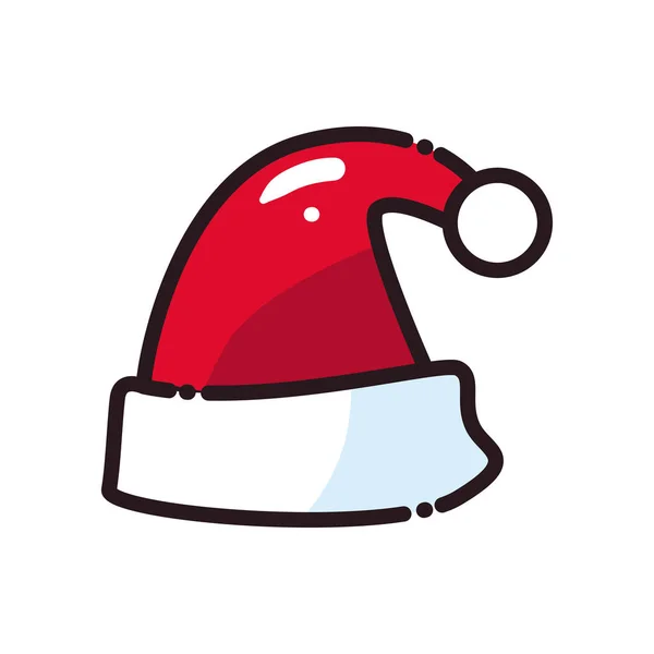 Vrolijk kerstmis santas hoed lijn en vul stijl pictogram vector ontwerp — Stockvector