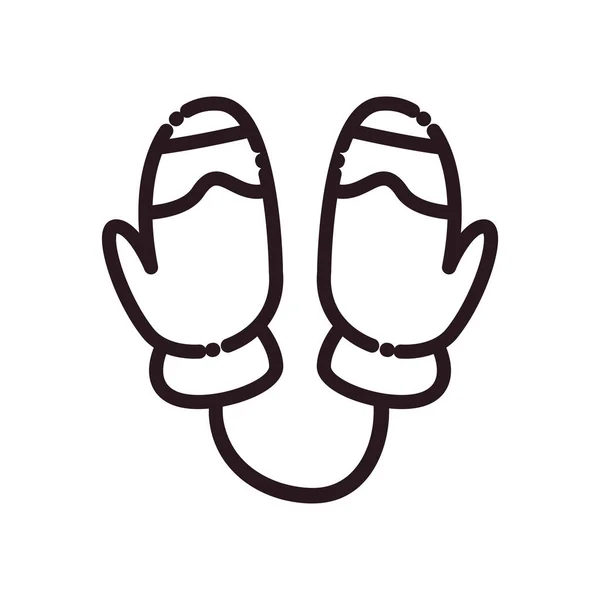 Joyeux noël gants ligne style icône vectoriel design — Image vectorielle