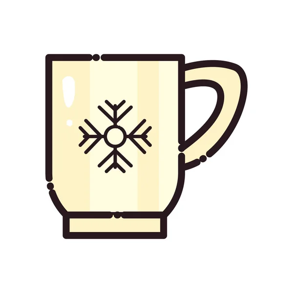 Feliz línea de taza de Navidad y llenar el icono de estilo de diseño de vectores — Vector de stock