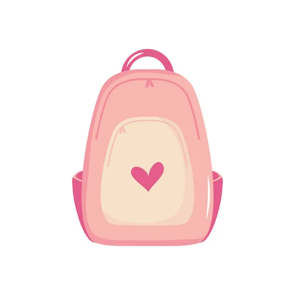Sac à dos scolaire avec design cardiaque, style plat — Image vectorielle