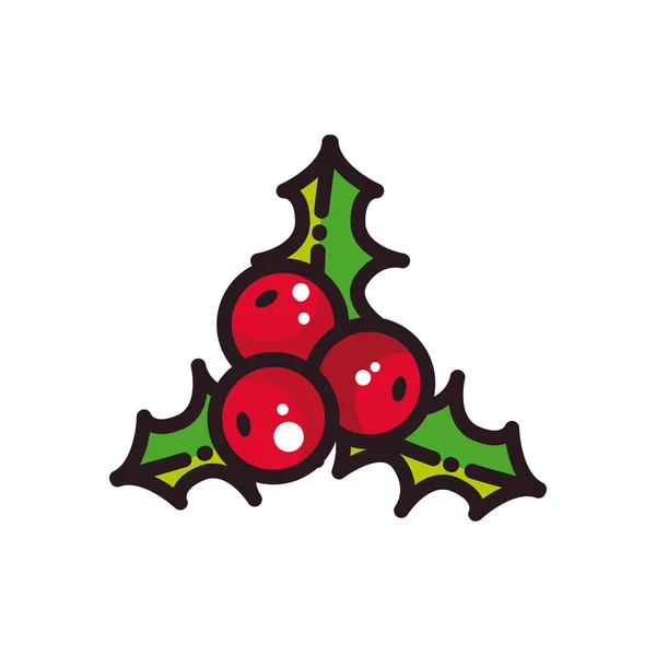 Весёлые рождественские ягоды с линией листьев и векторным дизайном иконок — стоковый вектор