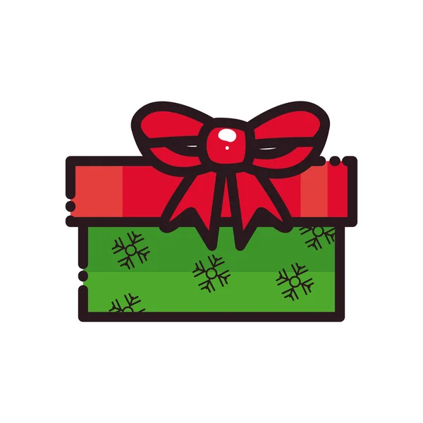 Feliz regalo de Navidad con la línea de la corbata y el estilo de relleno icono de diseño de vectores — Vector de stock