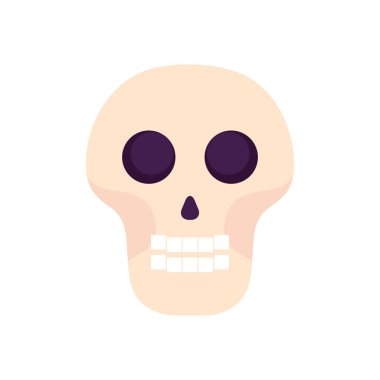 karikatür kafatası simgesi, düz stil