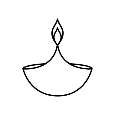 Diwali diya 'nın simgesi, çizgi tarzı.