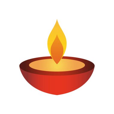 Diwali diya ikonu, düz stil.