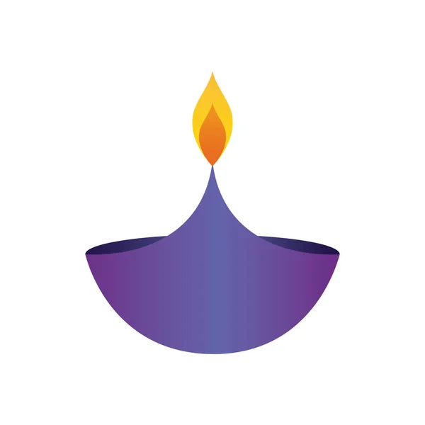 Icône de diwali violet diya, style plat — Image vectorielle