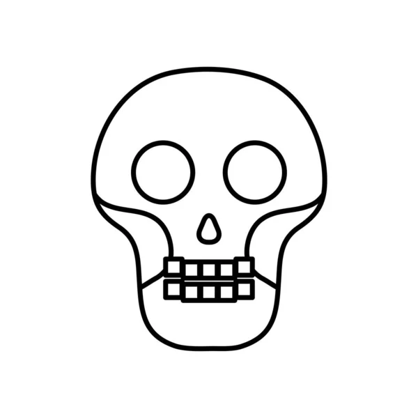 Икона черепа мультфильма, стиль линии — стоковый вектор