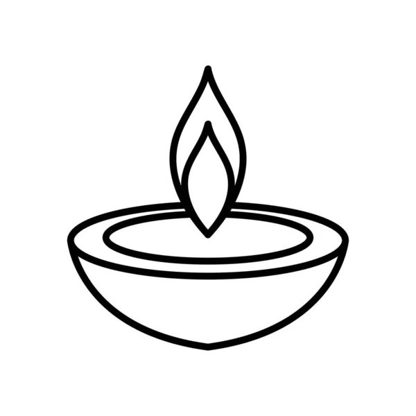 Icono de diwali diya, estilo de línea — Vector de stock