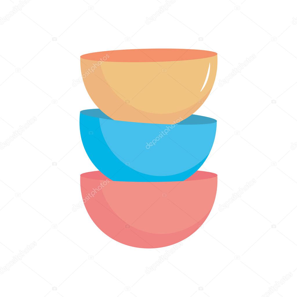 stack of bowls icon, flat style