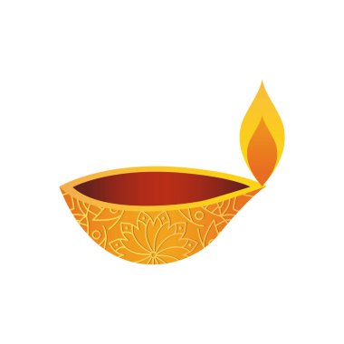 Diwali diya ikonu, düz stil.