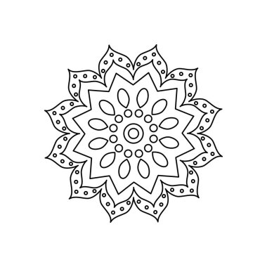 Arap çiçek mandala ikonu, çizgi tarzı